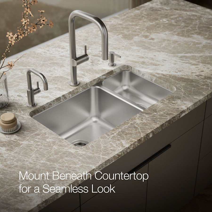 Undertone 32" Double Basin Under-Mount 18-Gauge Stainless Steel Kitchen Sink with SilentShield