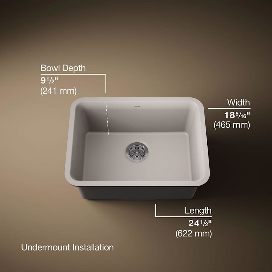 Cairn 24-1/2" Undermount Single Bowl Neoroc Granite Composite Kitchen Sink with Bottom Sink Rack
