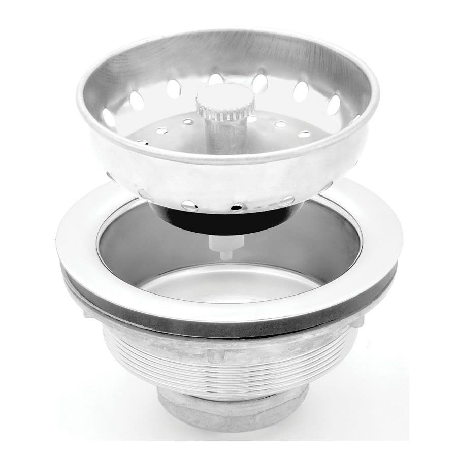Strainer With Fixed Post, Brass, Polished Chrome Plated