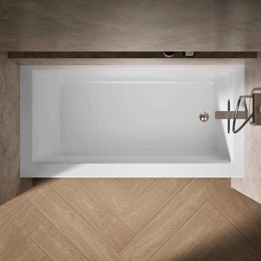 Underscore 60" Soaking Bathtub for Three Wall Alcove Installation with Right Drain and 68 Gallon Water Capacity