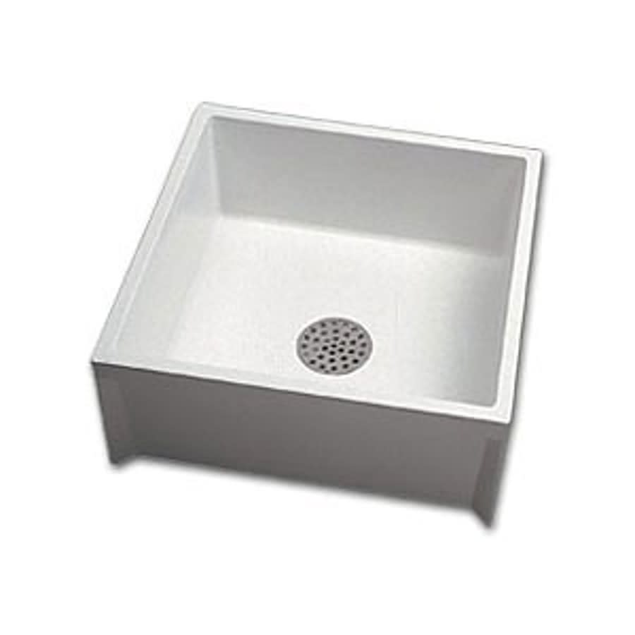 Mop Sink, 1 Basin, Floor Mount, Plastic, White
