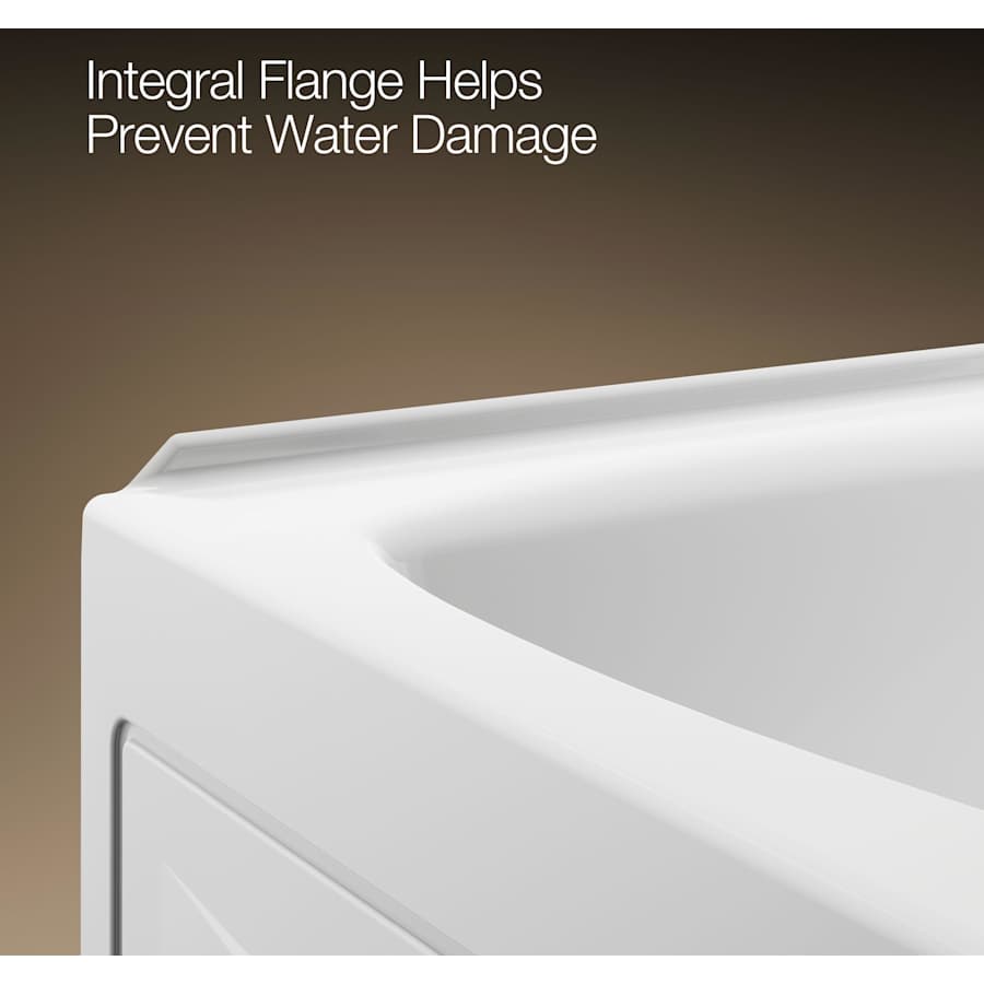 Mariposa Collection 60" Three Wall Alcove Soaking Bath Tub with Right Hand Drain, Apron, Tile Flange and Textured Bottom