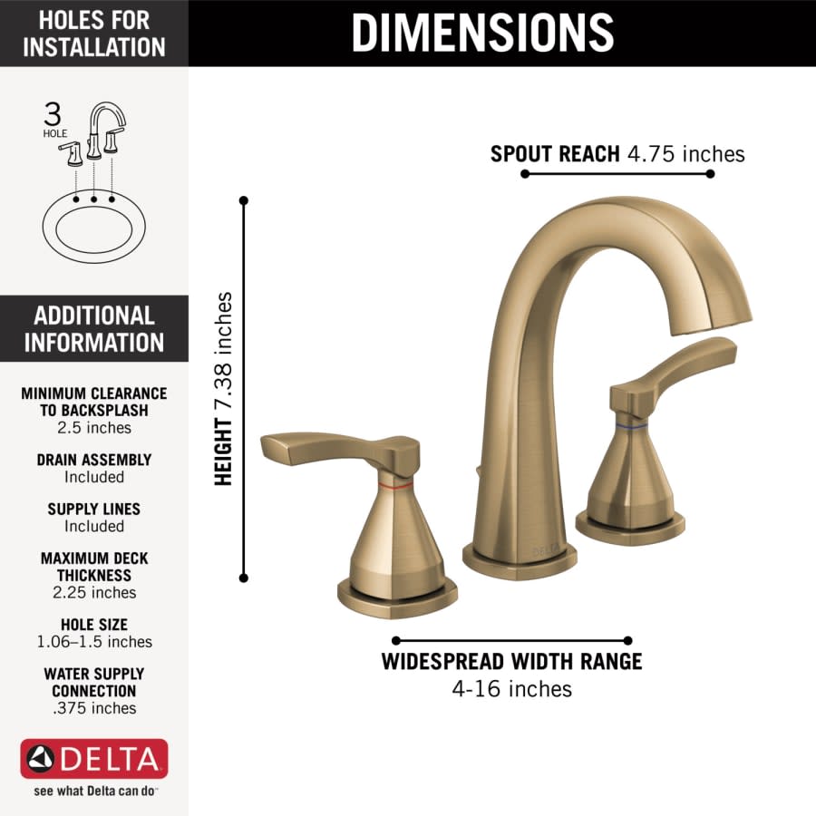 Stryke 1.2 GPM Widespread Bathroom Faucet with Lever Handles and Pop-Up Drain Assembly