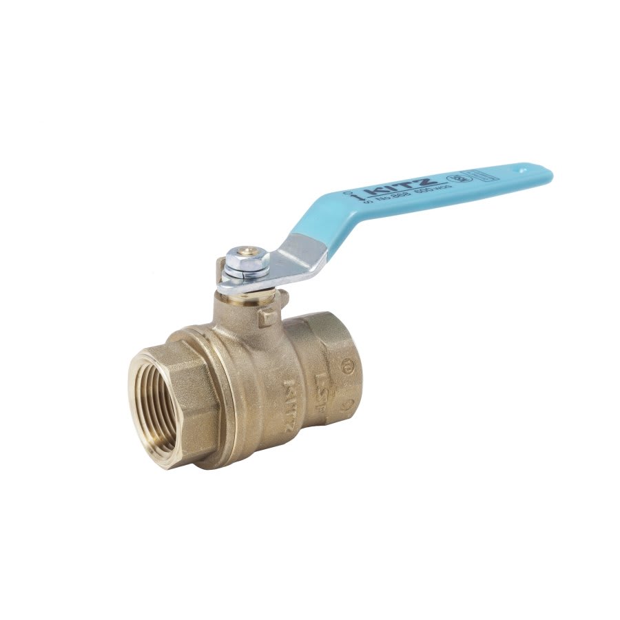 2-Piece Ball Valve, 1/2 in, FNPT, Full Port, Plated Brass Ball, Brass