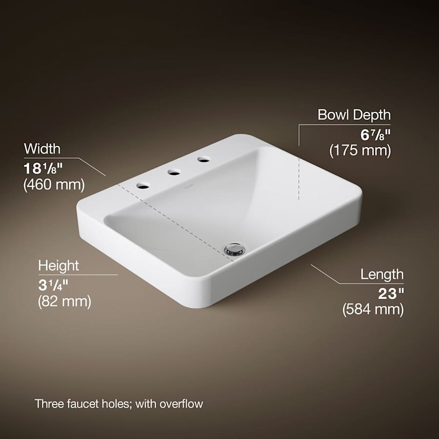 Vox 22" Vessel / Drop In Sink with Overflow
