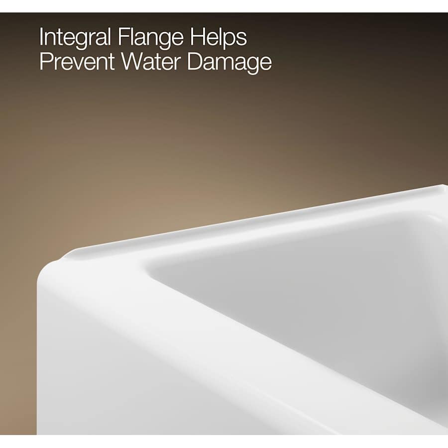 Bellwether Bath Tub 60" L x 30 1/4" W Cast Iron Soaking for Three Wall Alcove Installations with Integral Apron and Right Drain