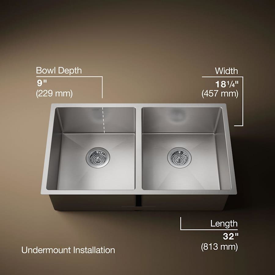 Strive 32" Double Basin Undermount 16-Gauge Stainless Steel Kitchen Sink with SilentShield