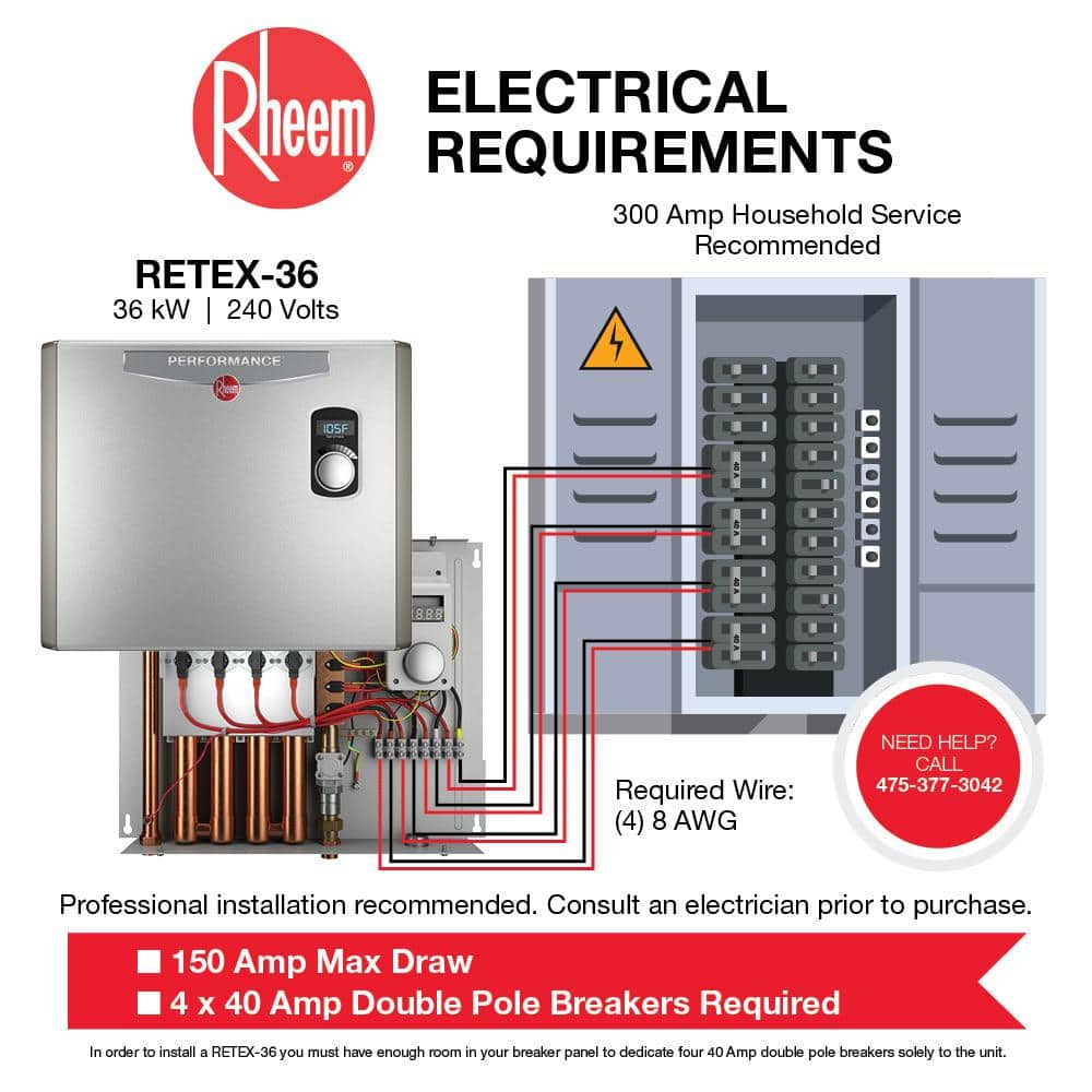 Performance 36 kw Self-Modulating 7.03 GPM Tankless Electric Water Heater