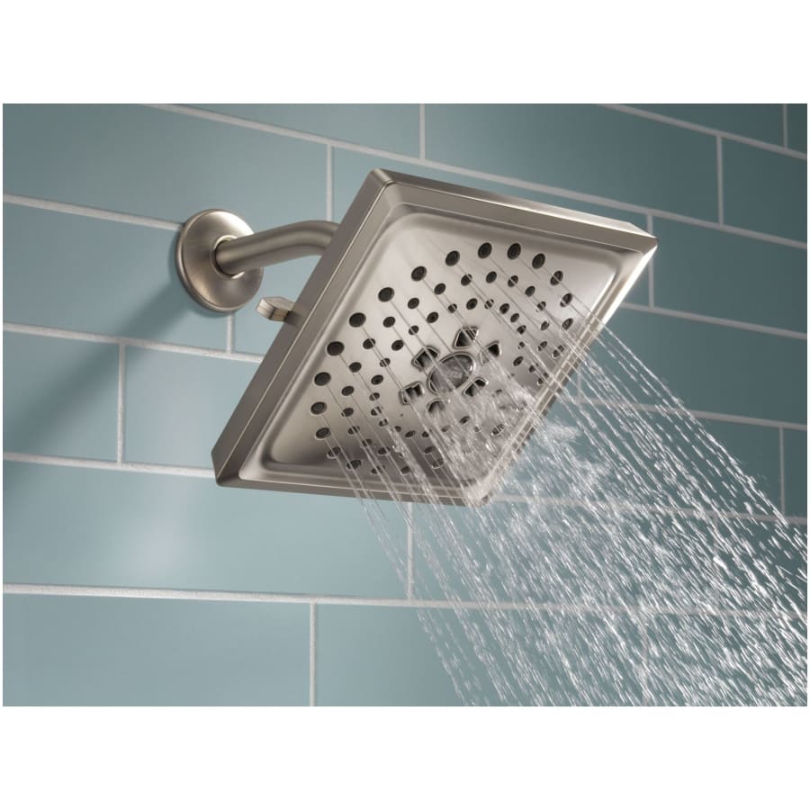 Universal Showering 7-5/8" Square 1.75 GPM Shower Head Full Spray Pattern with Touch Clean and H2Okinetic Technology