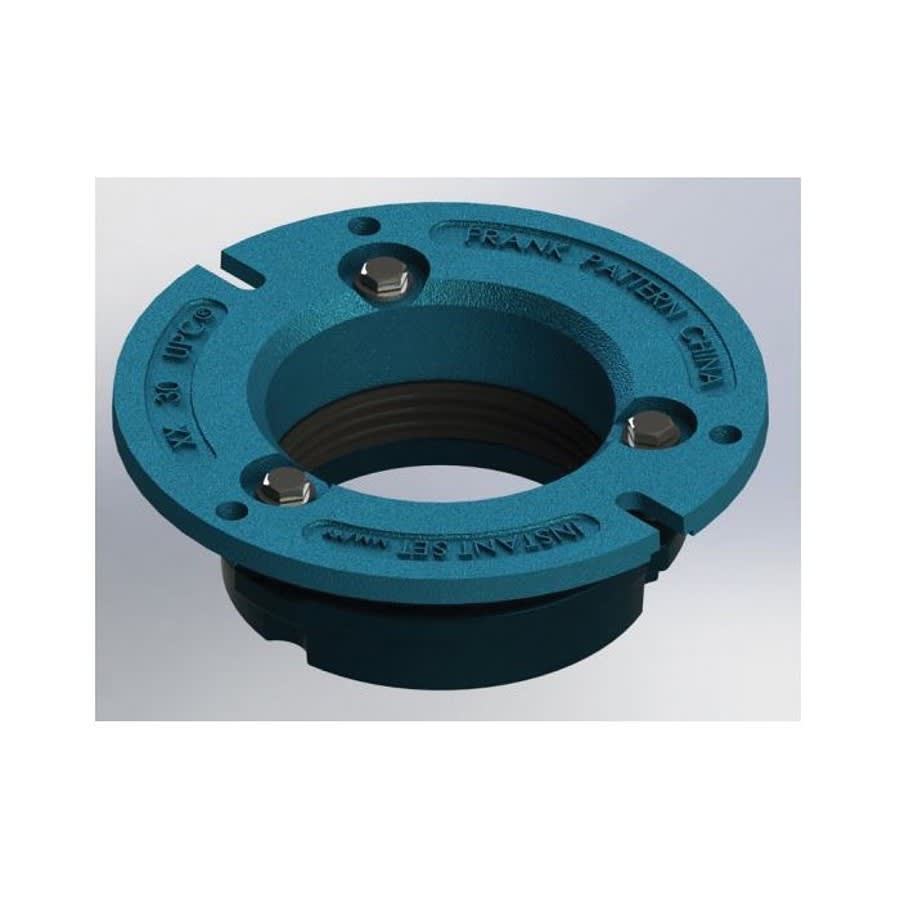 Closet Flange, 4 in, Instant Set, 7-1/16 in OD, Cast Iron, Blue