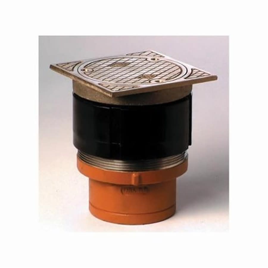 Cleanout With Top, 4 in Outlet, No Hub, 4 in Cover, Square, Nickel Bronze