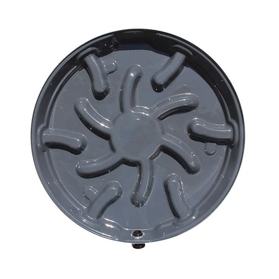 Dry Lift Tank Heater Pan, Round, 25 in Dia, Side Connection, Plastic