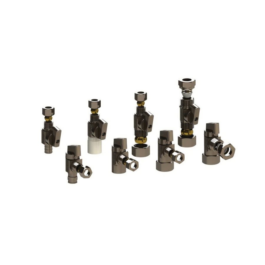 Quarter Turn Angle Stop, 1/2 x 3/8 in, Crimp PEX x Comp, Chrome