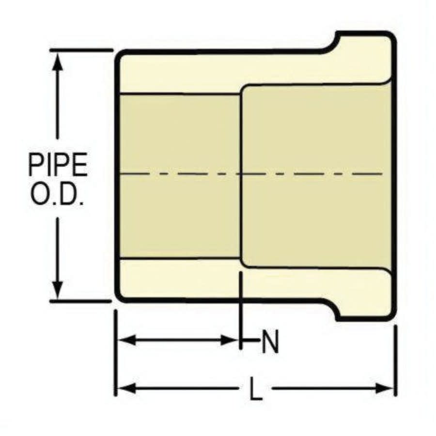 Transition Bushing, 1-1/4 in, IPS Spigot x Socket, SCH 40/STD, CPVC