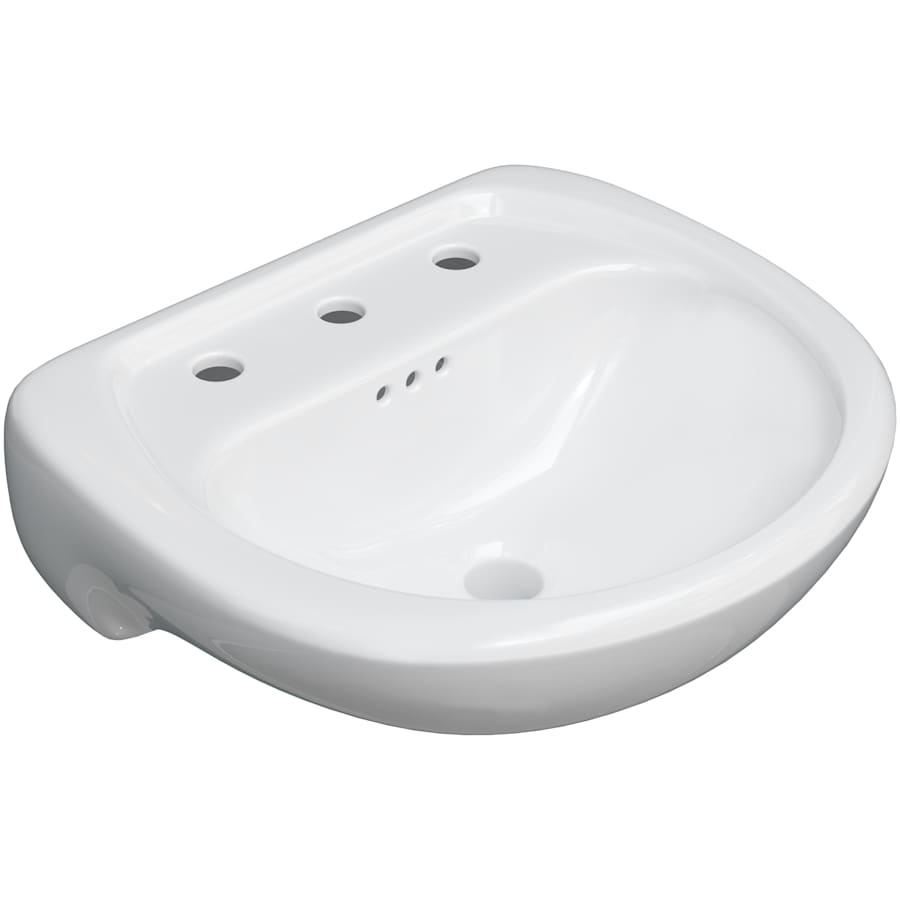 Lisbon Valley 20-1/4" Oval Vitreous China Pedestal Bathroom Sink with Overflow and 3 Faucet Holes at 8" Centers