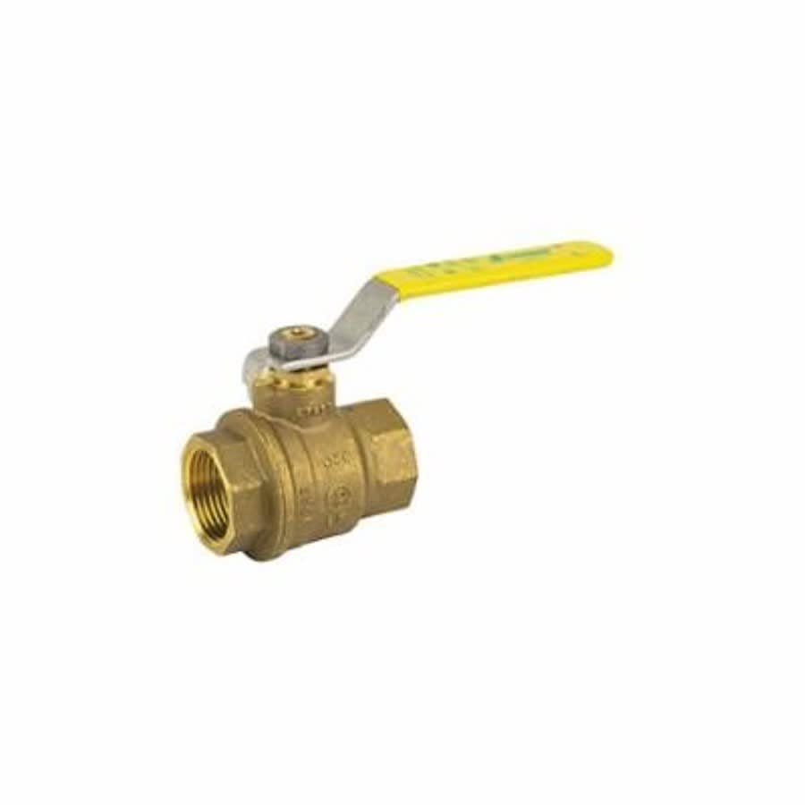2-Piece Ball Valve, 1 in, FNPT, Full Port, Brass Ball, Brass
