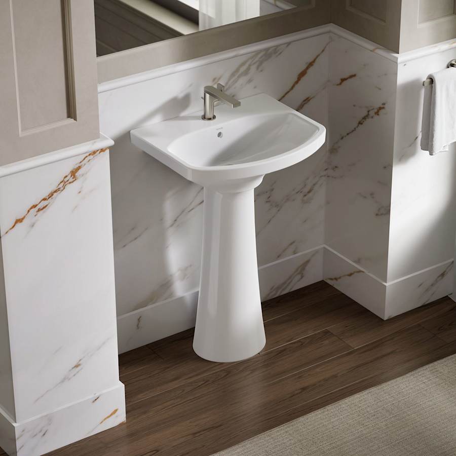 Cimarron 21" Pedestal Bathroom Sink with 1 Hole Drilled and Overflow