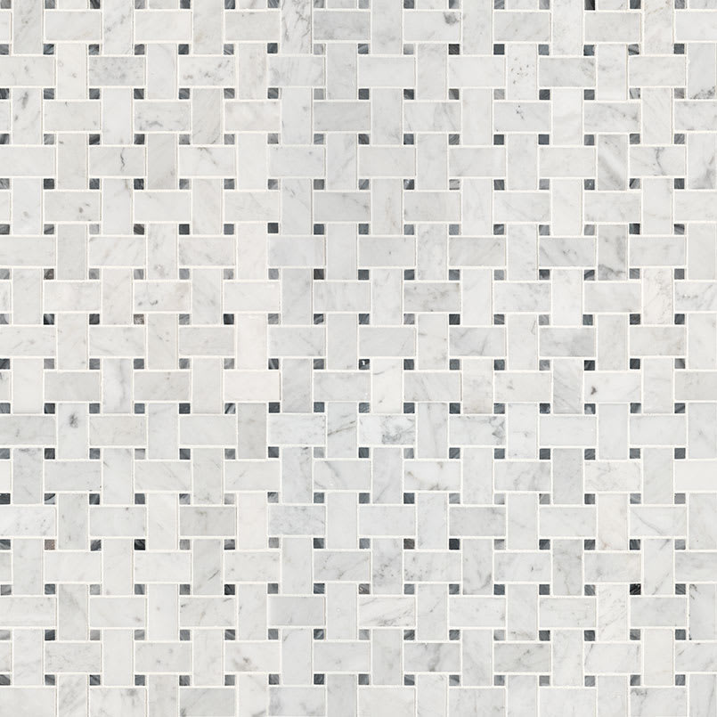 Carrara White Basketweave Pattern Honed
