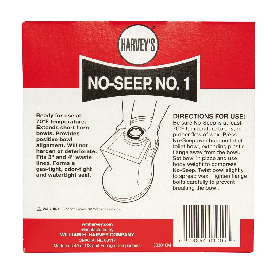 No-Seep® 3 or 4 in No. 1 Wax Gasket