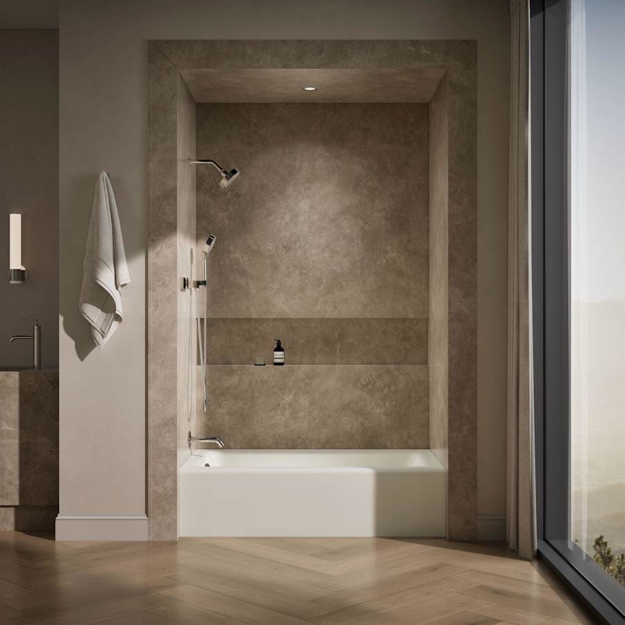 Bellwether Collection 60" Three Wall Alcove Bath Tub with Integral Apron and Left Hand Drain