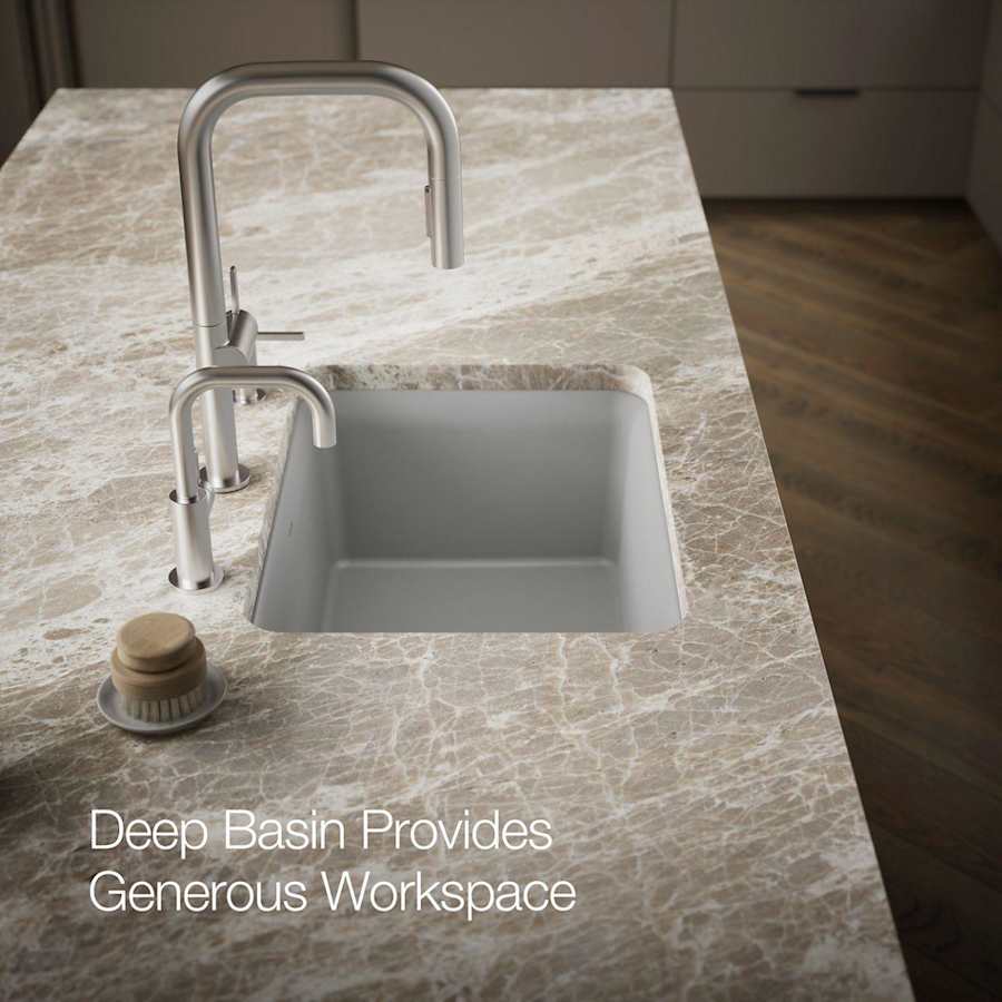 Cairn 24-1/2" Undermount Single Bowl Neoroc Granite Composite Kitchen Sink with Bottom Sink Rack