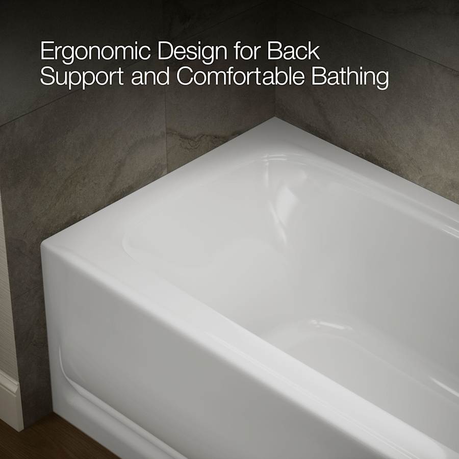 Bancroft Collection 60" Three Wall Alcove Soaking Bath Tub with Right Hand Drain