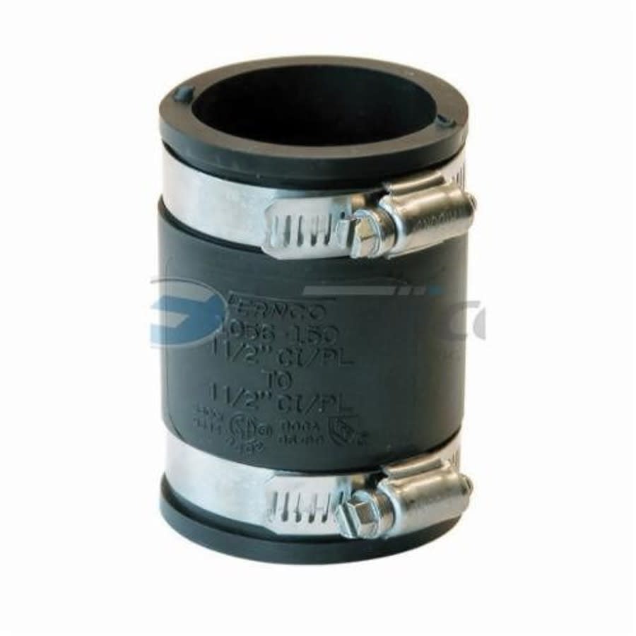 Transition Coupling, 1-1/2 in, Cast Iron/Plastic x Cast Iron/Plastic, Flexible PVC