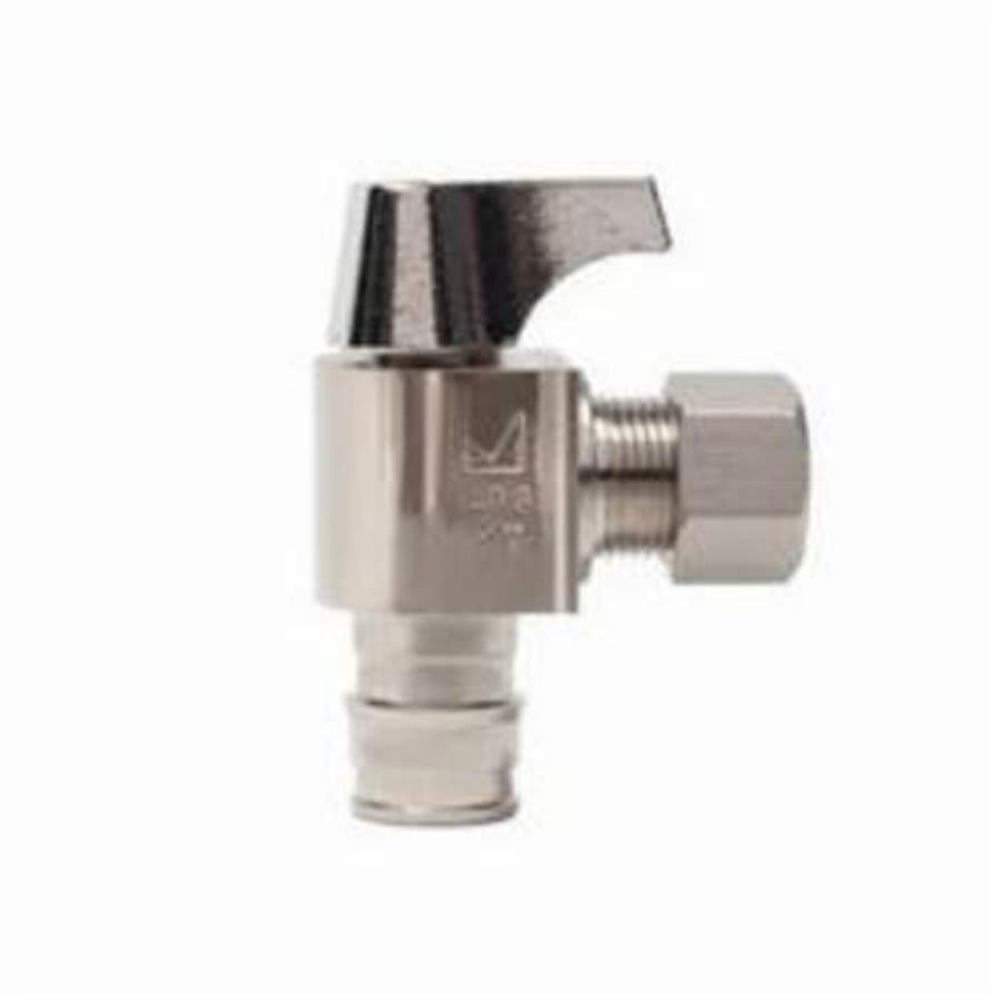 Quarter Turn Angle Stop, 1/2 x 3/8 in, Expansion PEX x Comp, Chrome