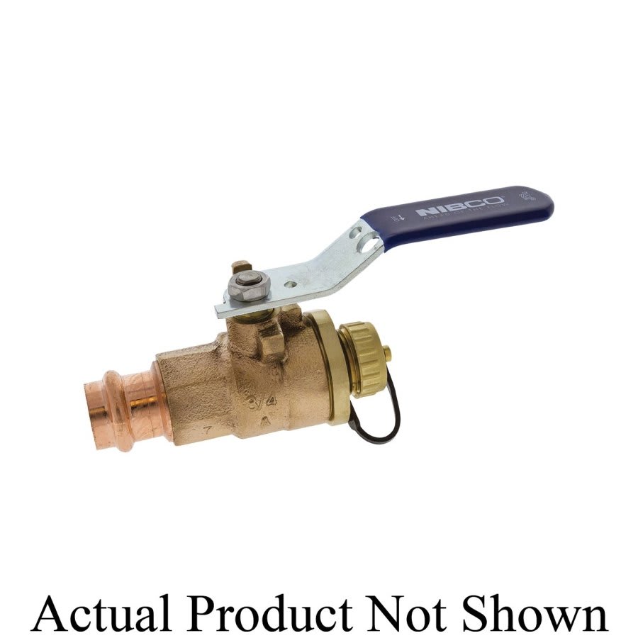 2-Piece Ball Valve, 1/2 in, Press, Full Port, Brass Ball, Bronze