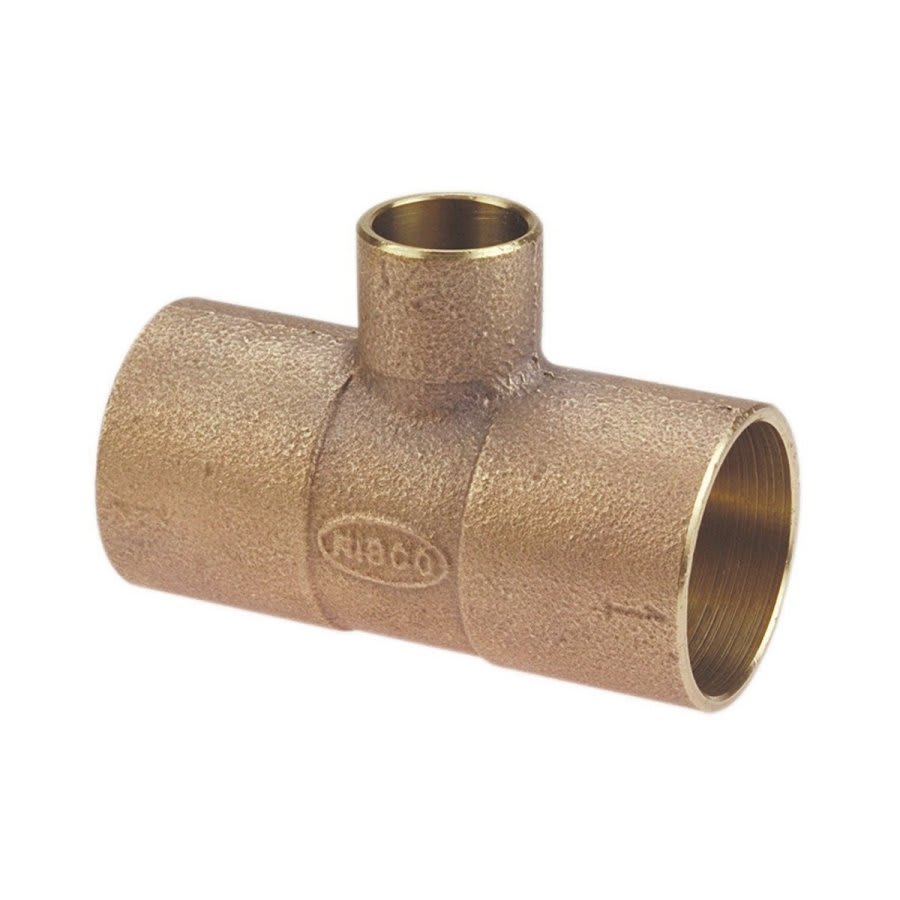 Tee, 1-1/4 x 1/2 x 1 in, C, Copper