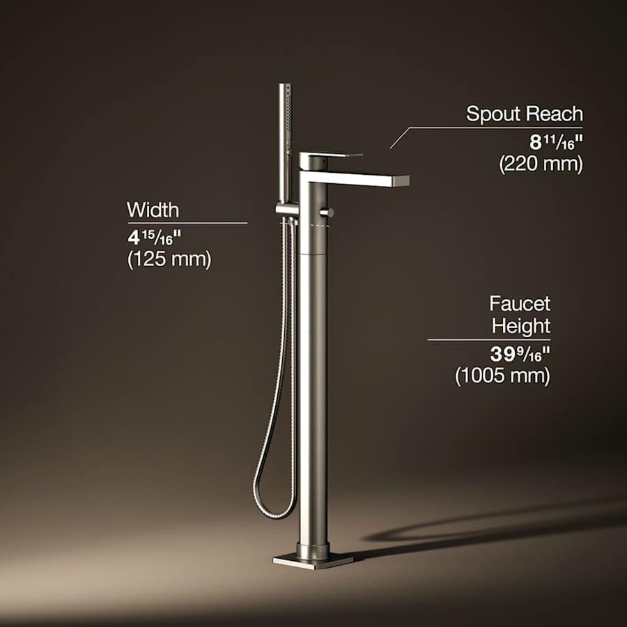 Parallel Floor Mounted Tub Filler - Includes Hand Shower