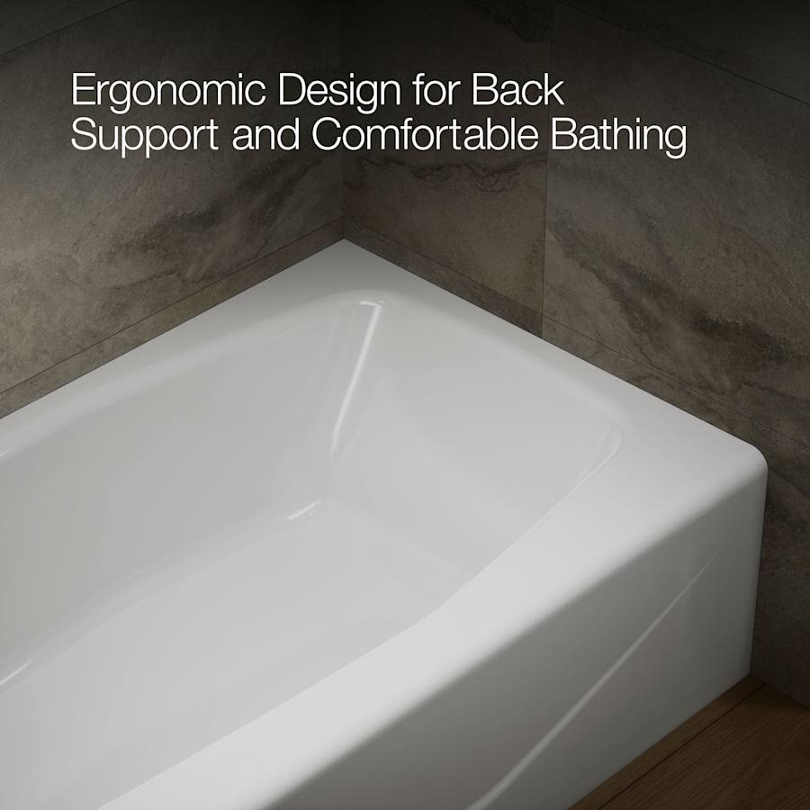Villager Collection 60" Three Wall Alcove Cast Iron Three Wall Alcove Soaking Bath Tub with Left Hand Drain
