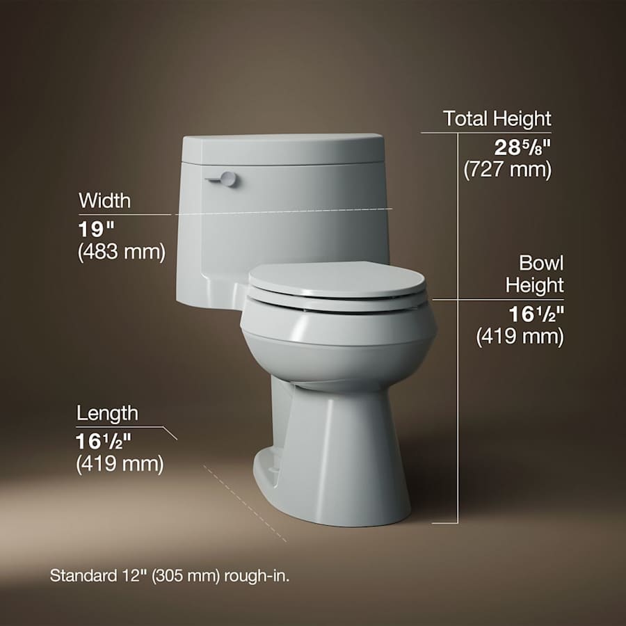 Cimarron 1.28 GPF Elongated One-Piece Comfort Height Toilet with AquaPiston Flush Technology - Seat Included