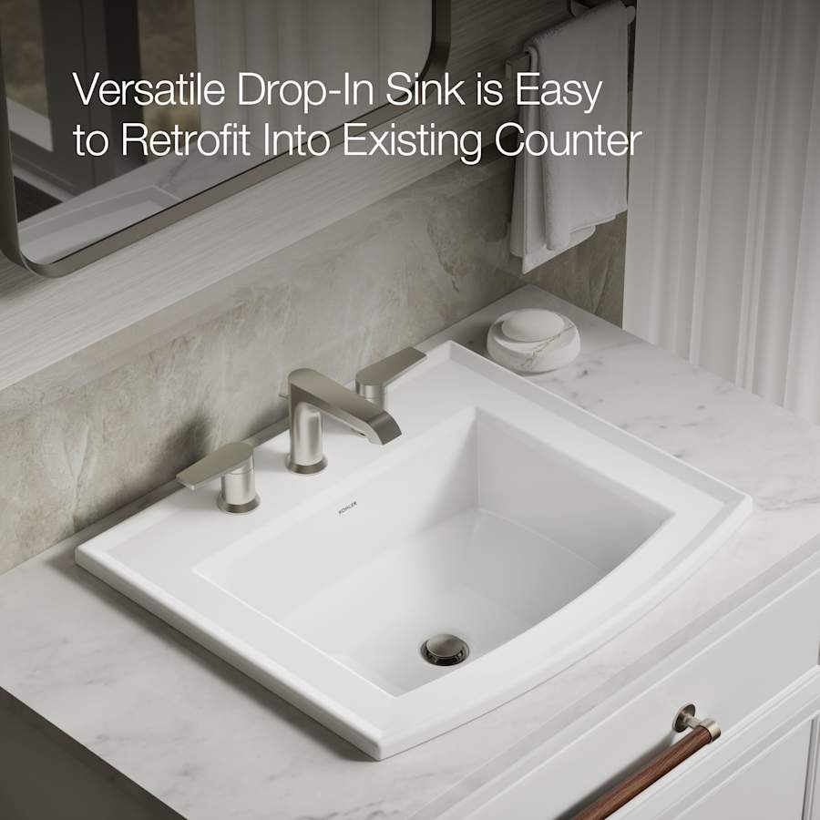 Archer 22-5/8" Drop In Bathroom Sink with 3 Holes Drilled and Overflow