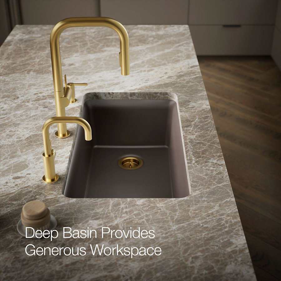 Cairn 33-1/2" Undermount Single Bowl Neoroc Granite Composite Kitchen Sink with Bottom Sink Rack
