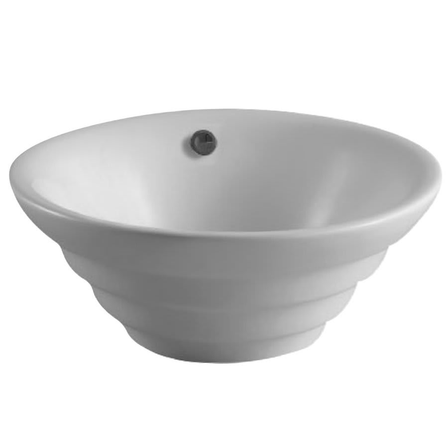 Fauceture Vessel Mount Lavatory Sink, 18 x 18 x 5-1/2 in, Vitreous China, White