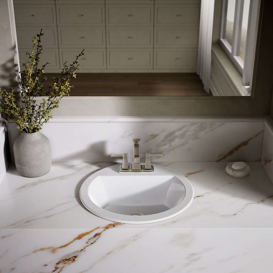 Bryant 18-7/8" Circular Vitreous China Drop In Bathroom Sink with Overflow and 3 Faucet Holes at 4" Centers