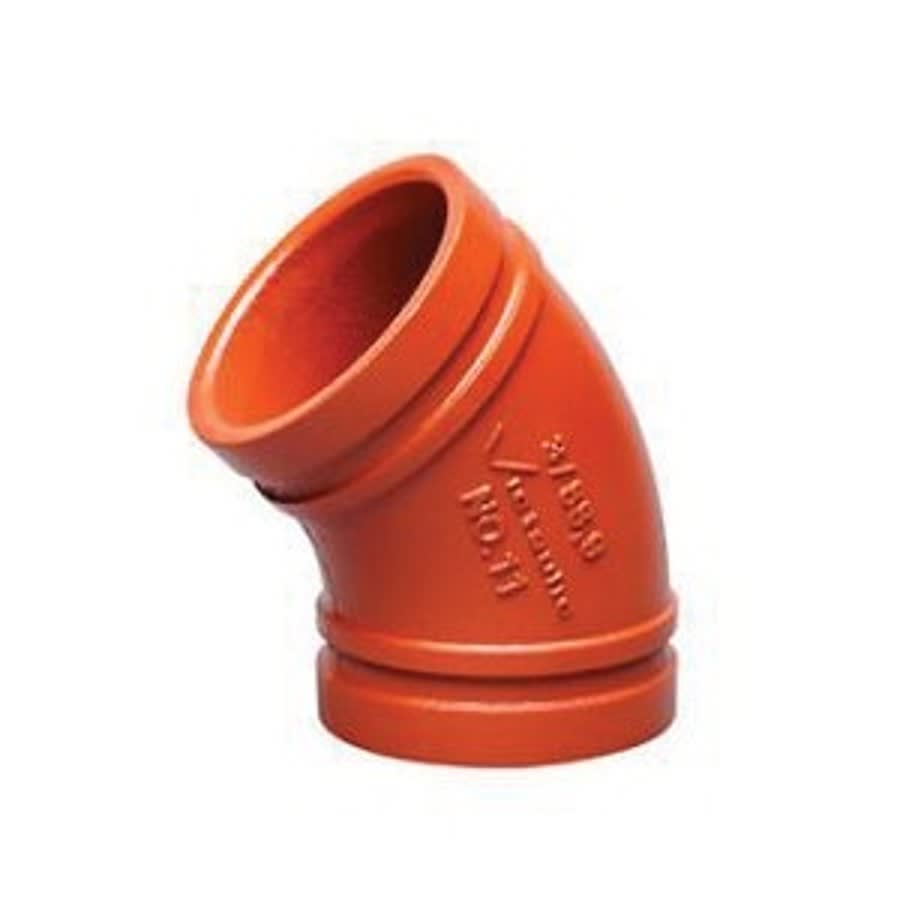 45 deg Elbow, 1-1/4 in, Groove, Ductile Iron, Enamel Painted