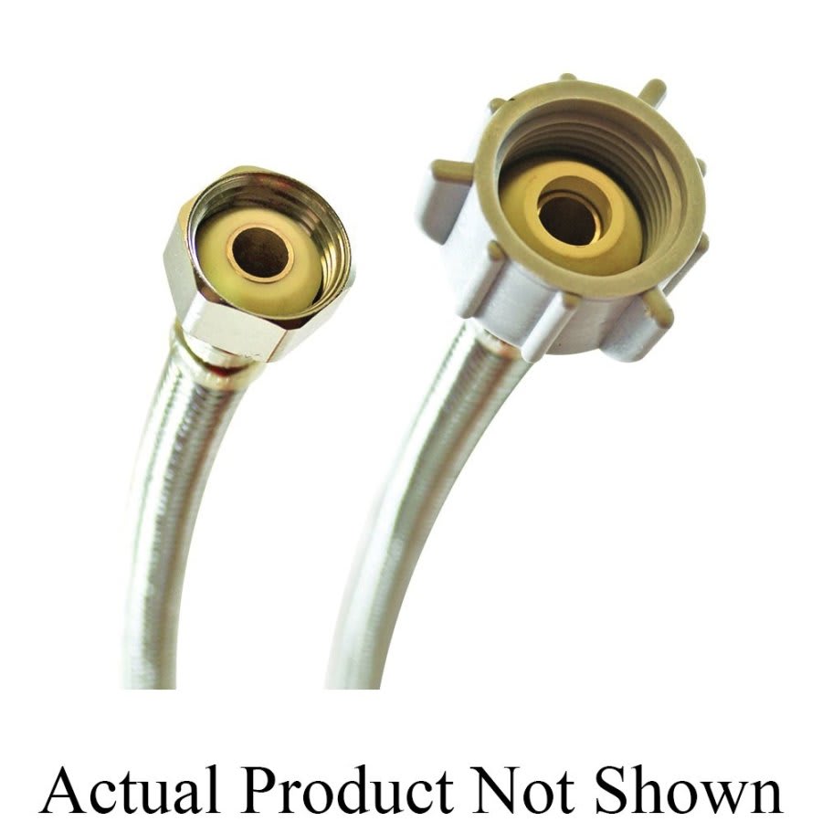 Flexible Water Supply, 1/2 x 7/8 in, FNPT x Ballcock, 20 in L, Stainless Steel