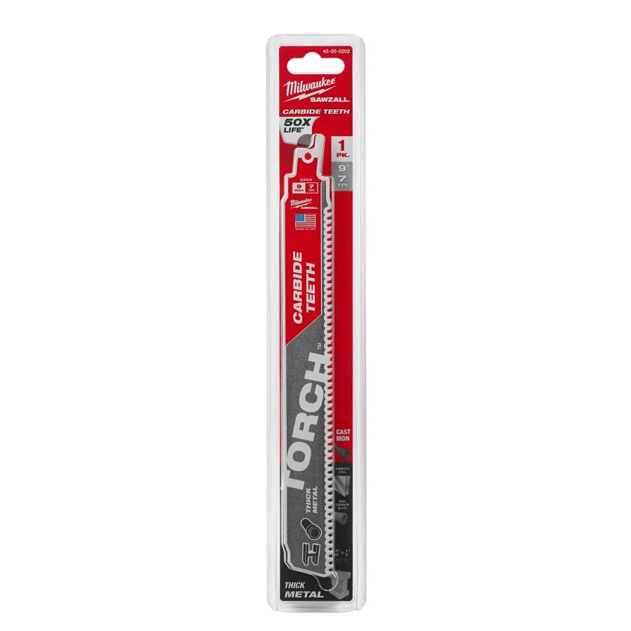SAWZALL® The Torch™ Carbide Tip Reciprocating Saw Blade, 9 in L, 7 tpi, 0.05 in THK