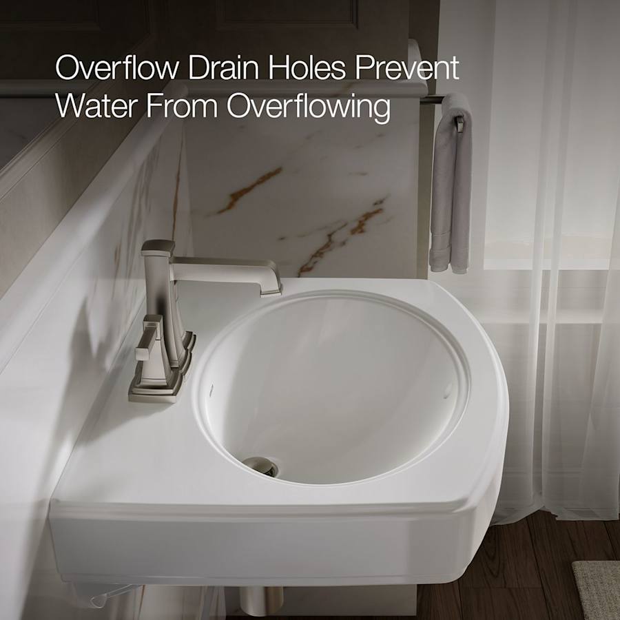 Pinoir 18" Wall Mounted Bathroom Sink with 3 Holes Drilled and Overflow
