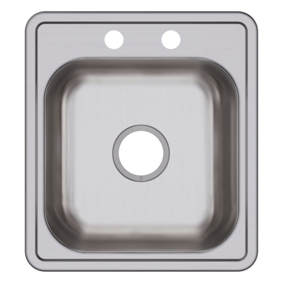 Dayton® Single Bowl Bar Sink, Top Mount, ADA, 19 17 x 19 in, 6 in Bowl Depth, 2-Hole, 22 ga Satin Steel, Stainless