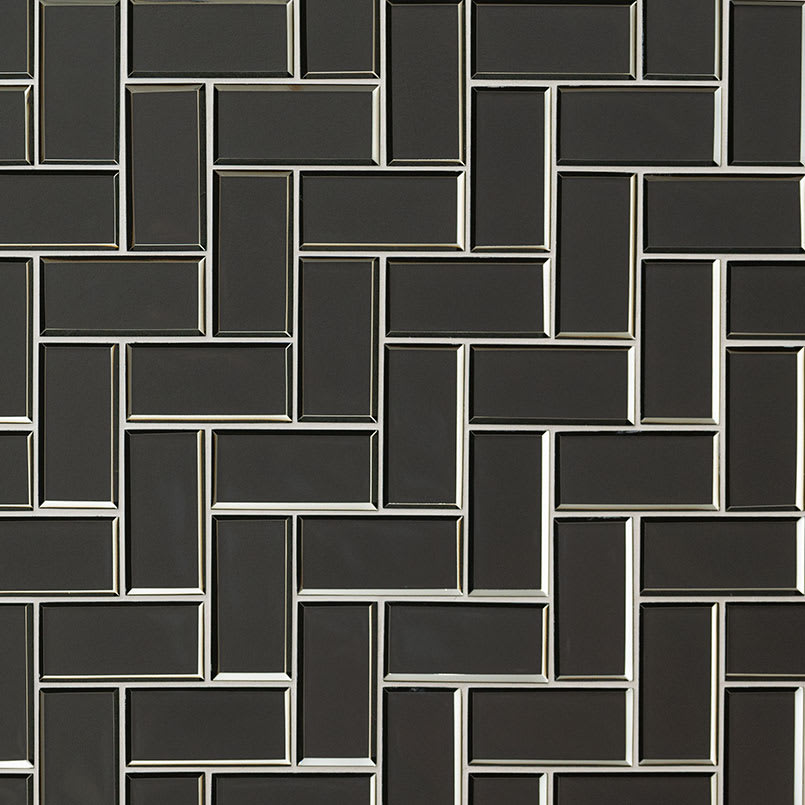 Metallic Gray Bevel Herringbone 8mm
