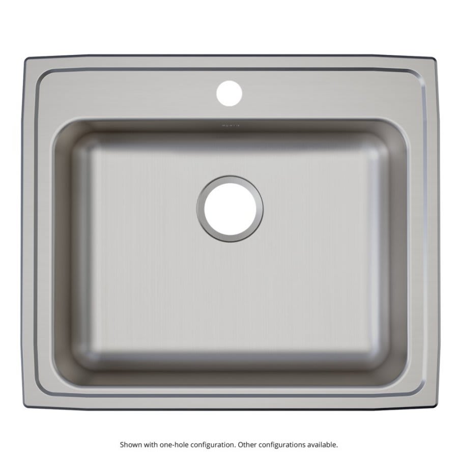 Lustertone™ Classic Single Bowl Kitchen Sink, Top Mount, ADA, 25 x 21-1/4 in, 5-7/8 in Bowl Depth, 3-Hole, 18 ga Lustrous Satin Steel, Stainless