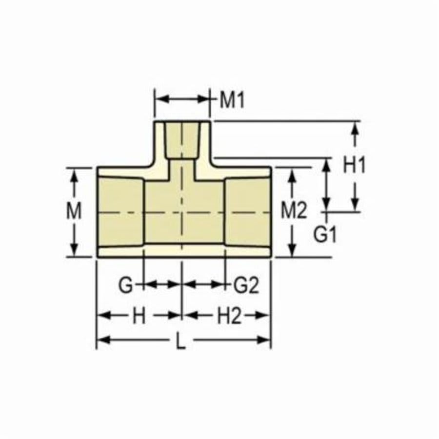 Tee, 1-1/2 x 1-1/4 in, Socket, SCH 40/STD, CPVC