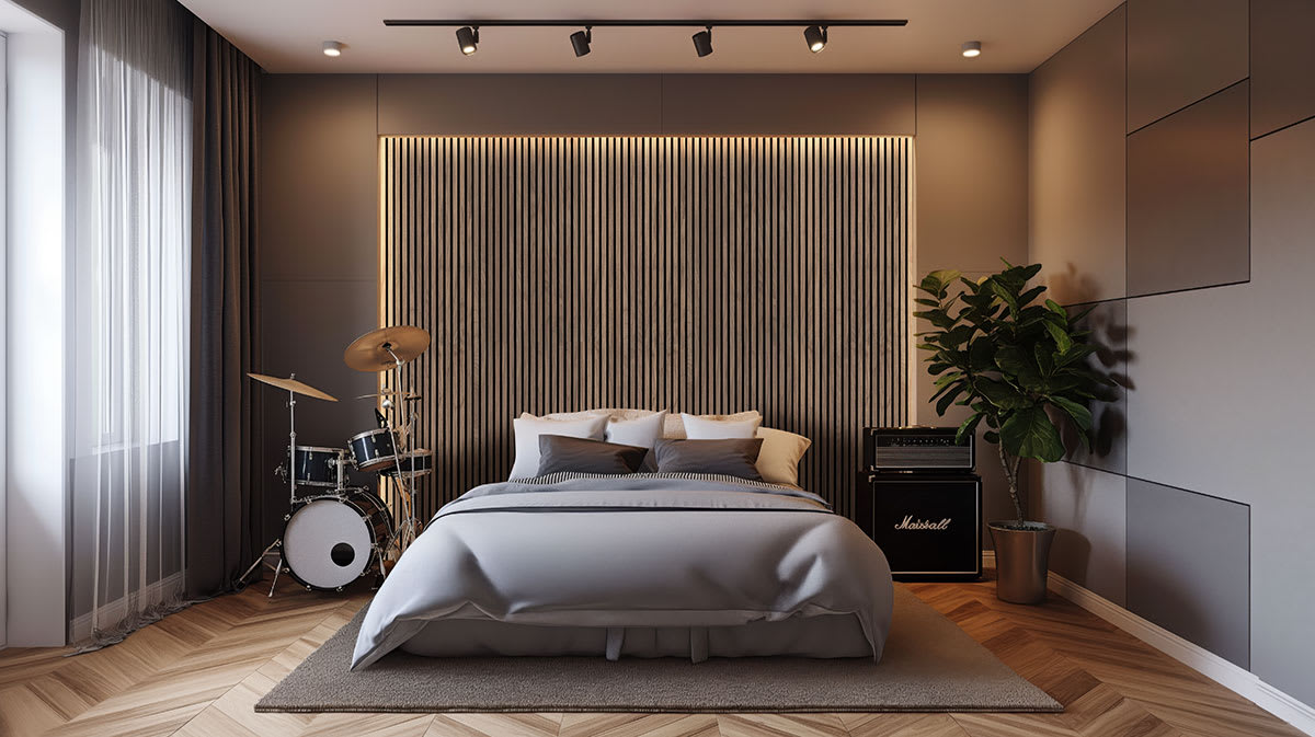Tawny Acoustic Wood Slat Panels