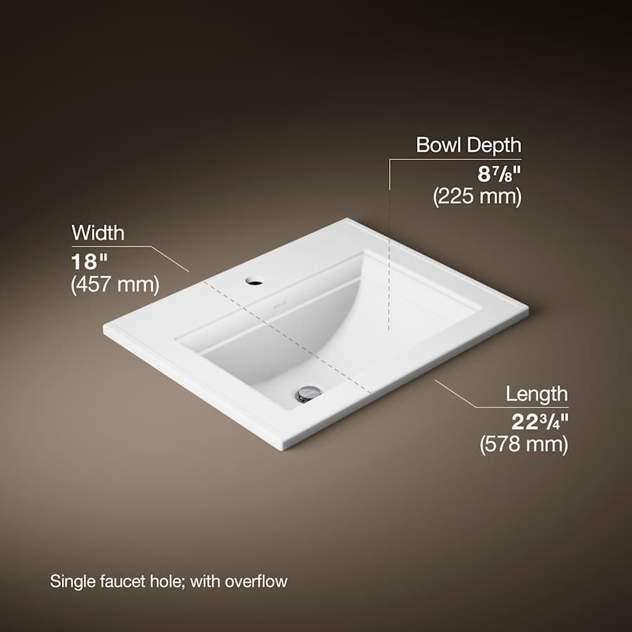 Memoirs Stately 17" Drop In Bathroom Sink with 1 Hole Drilled and Overflow