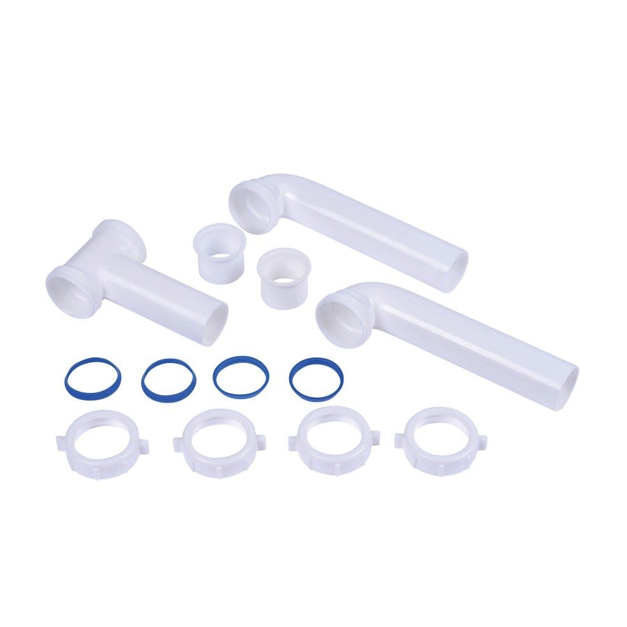 Continuous Waste, Center Outlet, 1-1/2 in, Polypropylene, White