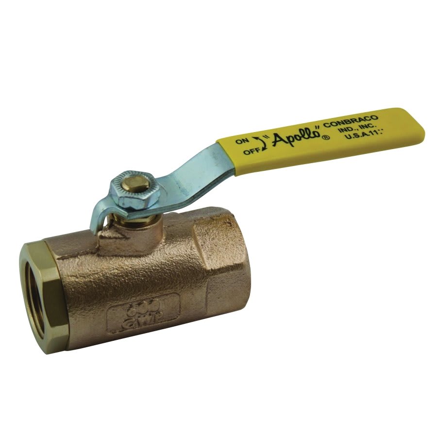 2-Piece Ball Valve, 2 in, FNPT, Standard Port, Plated Brass Ball, Bronze