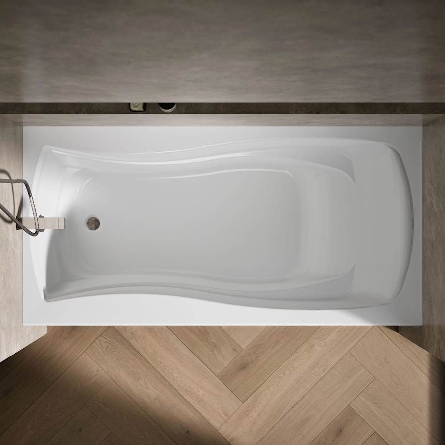 Mariposa Collection 72" Three Wall Alcove Soaking Bath Tub with Left Hand Drain, Apron Front and Integral Tile Flange